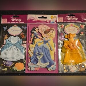 Disney Princess Glittery Sticker Collection Belle And Cinderella Dress Stickers